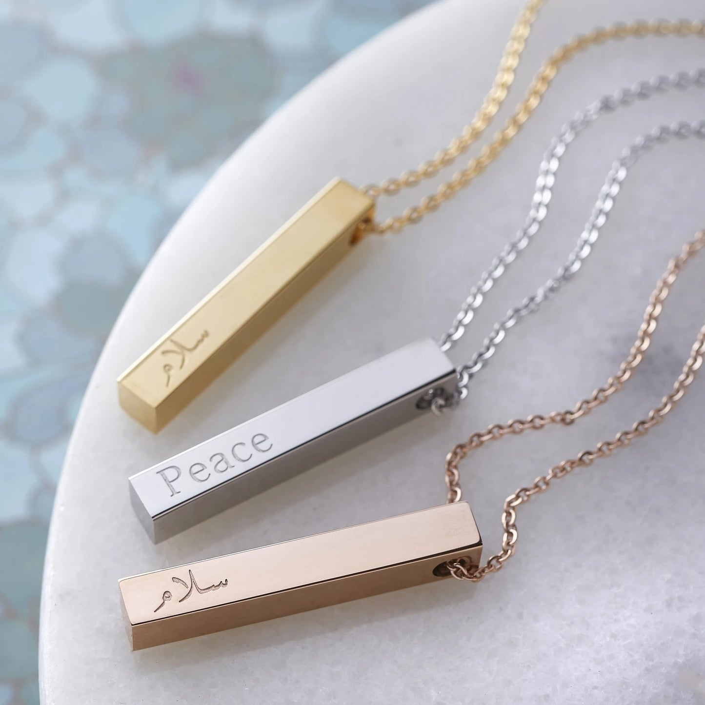Custom Engraved 3D Bar Necklace
