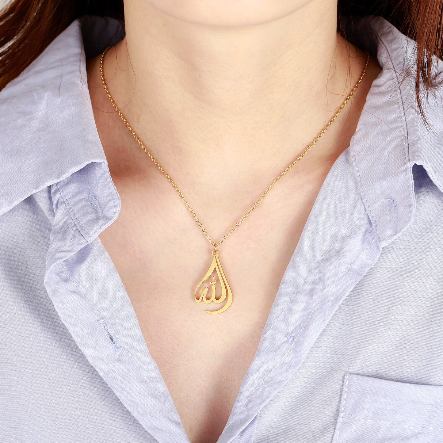 "Allah" Calligraphy Teardrop Necklace