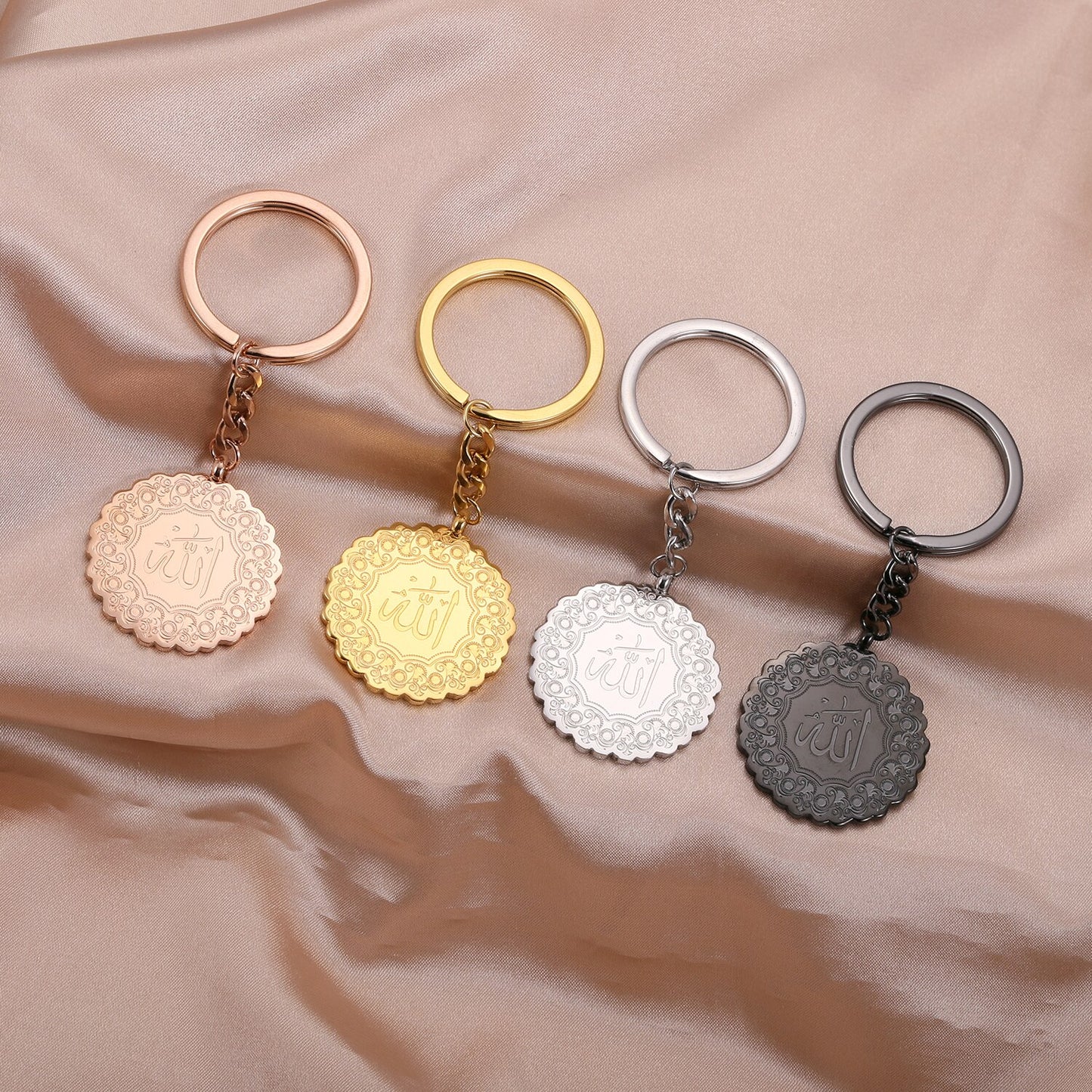 Allah SWT. Flower Pendant Keychain (Engravable)