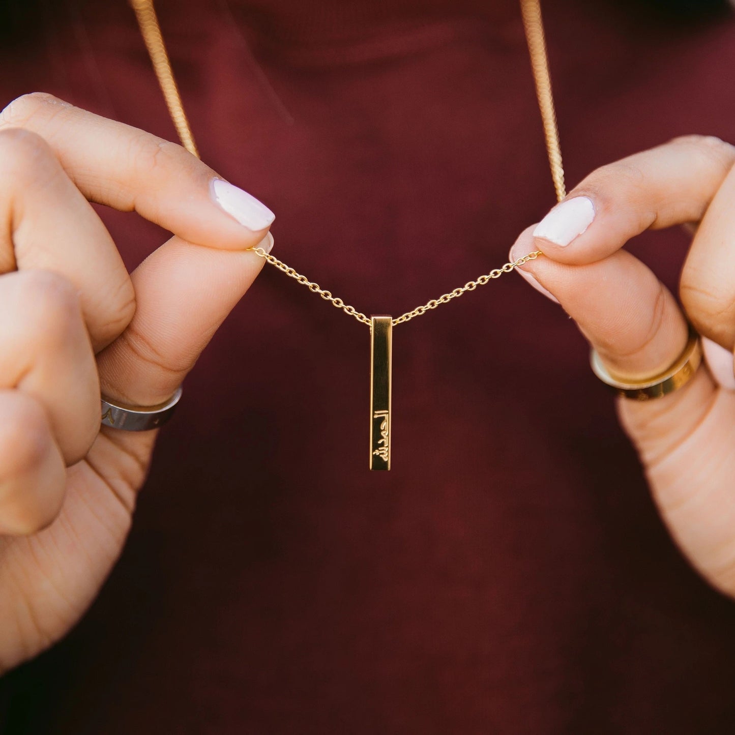 Custom Engraved 3D Bar Necklace