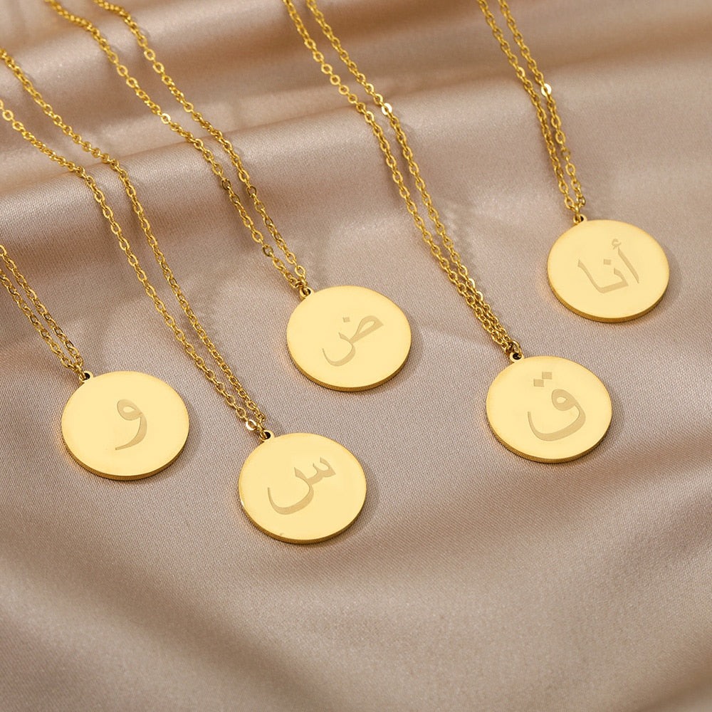 Custom Arabic Initial Pendant Necklace