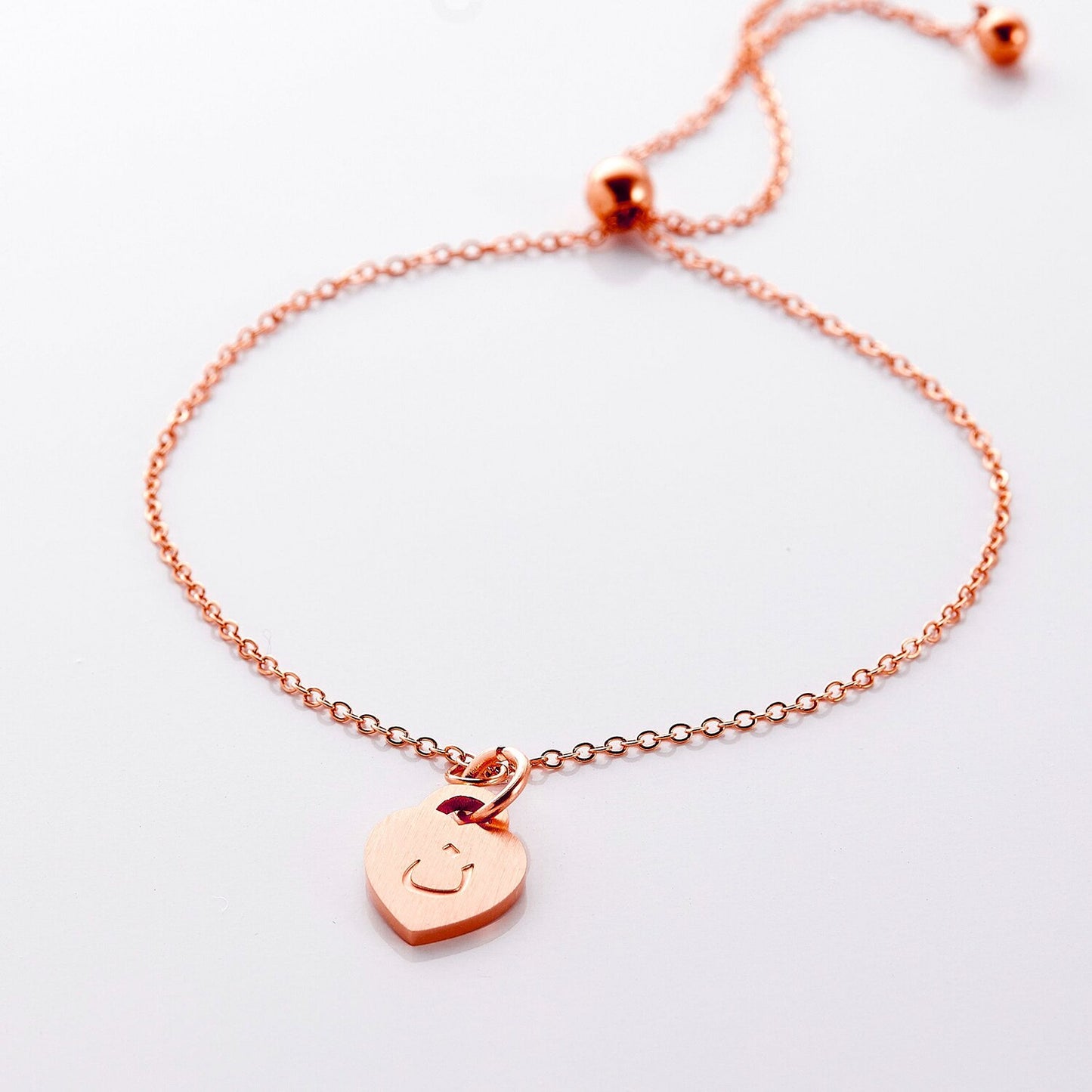 Custom Arabic Initial Heart Pendant Bracelet