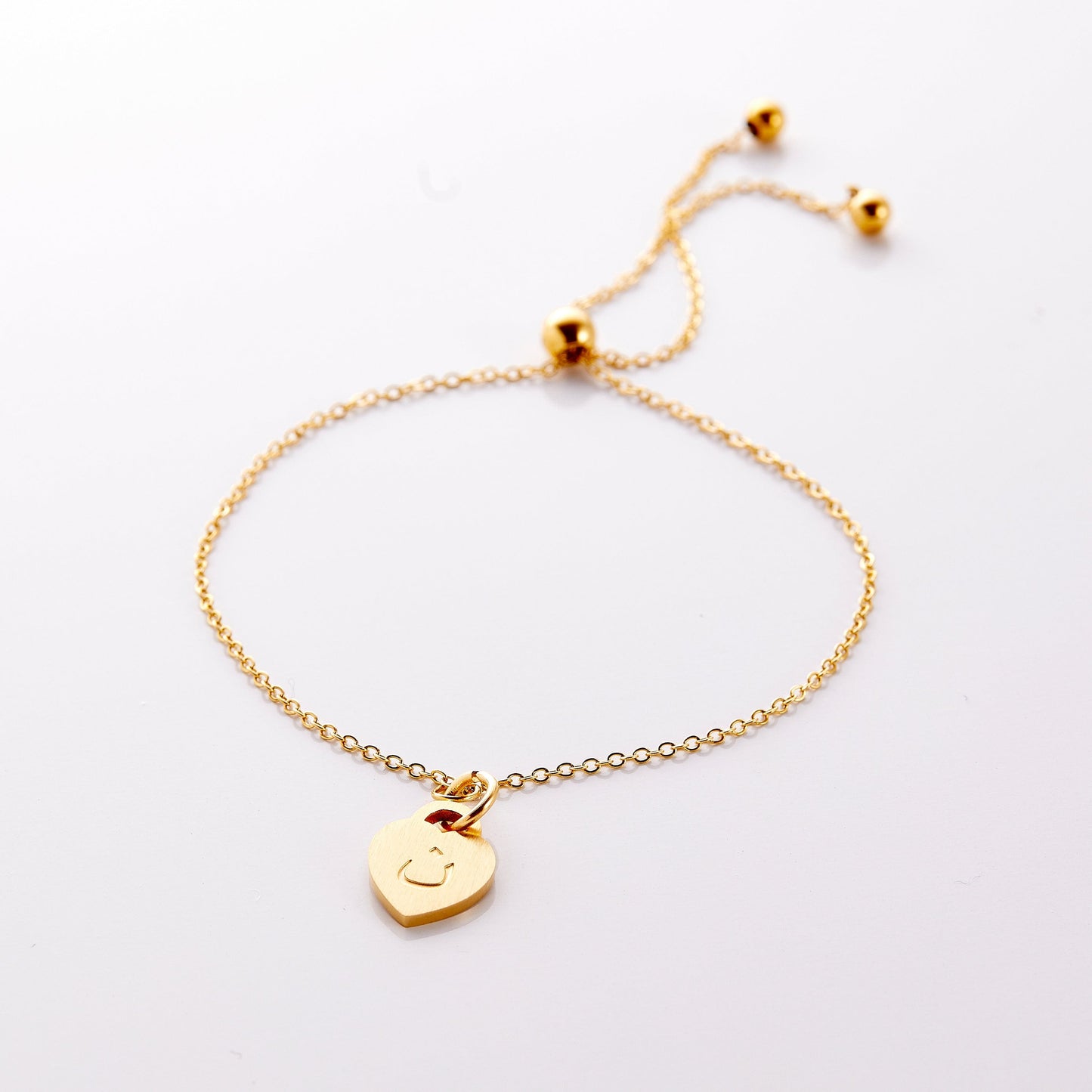 Custom Arabic Initial Heart Pendant Bracelet