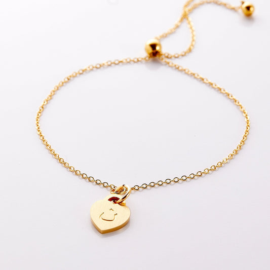 Custom Arabic Initial Heart Pendant Bracelet