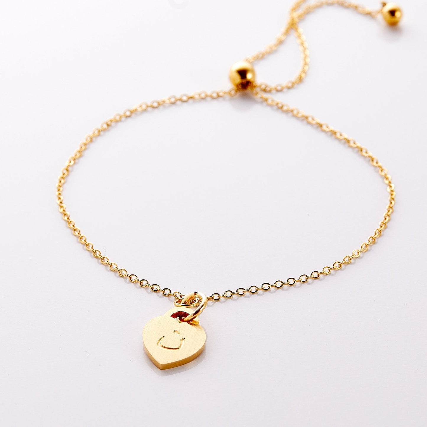 Custom Arabic Initial Heart Pendant Bracelet