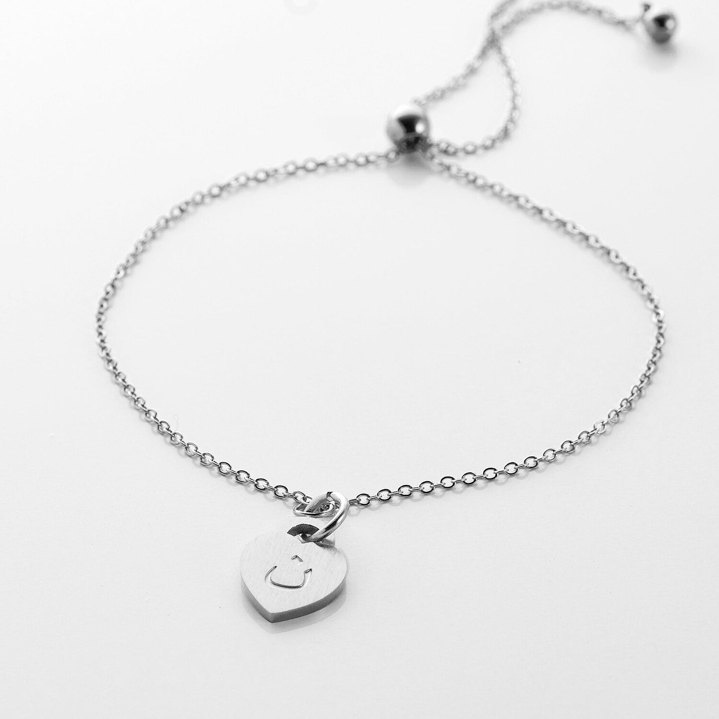 Custom Arabic Initial Heart Pendant Bracelet