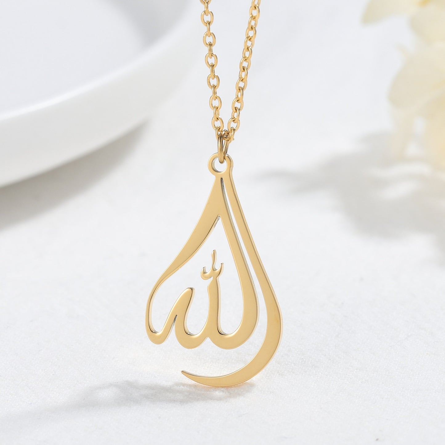 "Allah" Calligraphy Teardrop Necklace